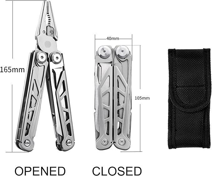 Multitool, Multi tool Plier with Nylon Sheath, Multi-tool for Outdoor, Camping and Hunting for Dad Husband Men(Silvery)