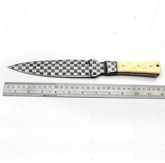 PAL 2000 KNIVES DAM-9719 Custom Handmade Forged Damascus Steel Fixed Blade Hunting Dagger Sharp Edge Knife With Sheath