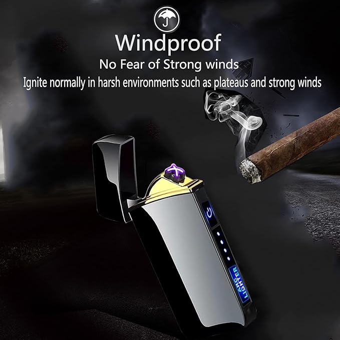 Arc Lighter, Smart Electric Lighter, USB Rechargeable Lighter Windproof Flameless Lighter Lightweight Plasma Lighter for Fire,BBQs,Fireworks,Candle,Camping - Outdoors Indoors (T3-Black)