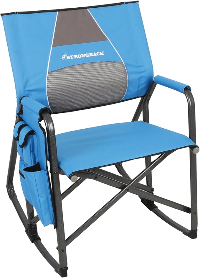 STRONGBACK Director with Innovative Lumbar Back Support Heavy Duty Camping Chair with Side Table