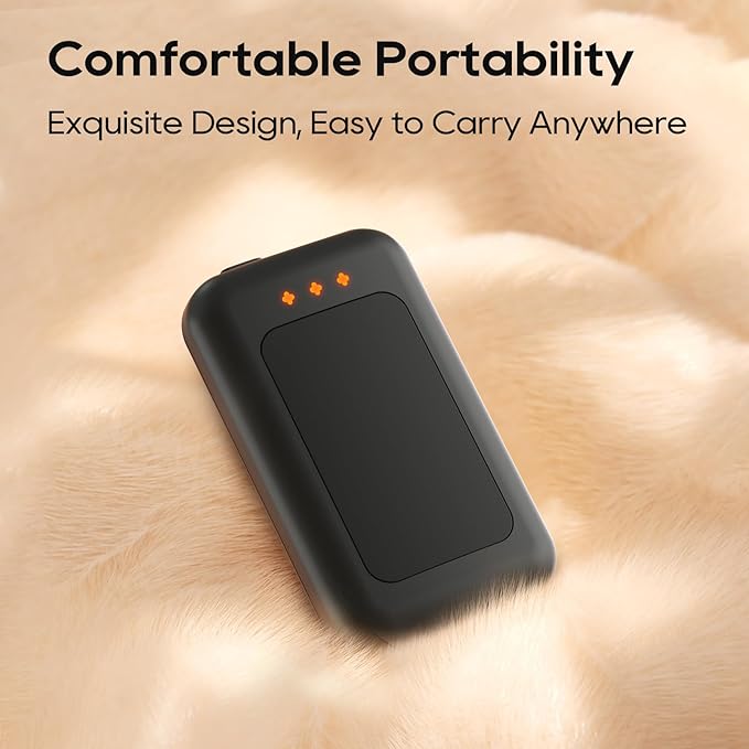 Electric Hand Warmers Rechargeable, 3200mAh Rechargeable Hand Warmer, 16 Hrs Portable Hand Warmer for Outdoor Camping Hunting Golf Accessories, Gifts for Women Men - Black