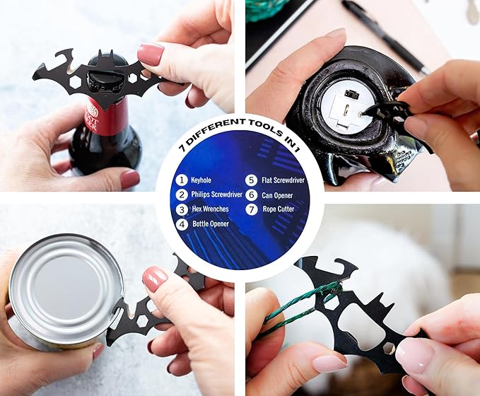 DC Comics Batman Batarang Pocket Size 6-In-1 Portable Multitool Kit | Hand Tool Gadgets For Camping, Survival Gear