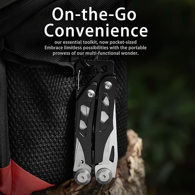 ARES Series 12-P Pocket Size Multitool with Premium Stainless Steel Pliers, Short Dagger,Black Luxury Gift Box