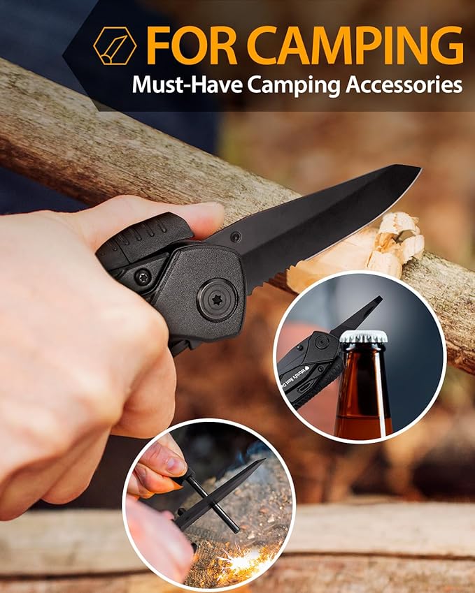 Multitool Mens Gifts for Fathers Day - Dad Gifts 16 In 1 Pocket Knife Plier Camping Accessories Multi Tool Gadgets Birthday Gifts for Adults Husband Boyfriend Women Who Have Everything Wants Nothing