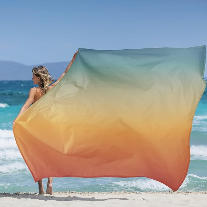 Extra Large Beach Blanket Waterproof Sandproof, Polyester Oversized Beach Mat for 8 Adults w/Stakes and Sand Pocket, Quick Drying & Lightweight Picnic Blanket Beach Essential Accessory Must Haves