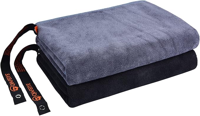 Gym Towels for Men Women Microfiber 20inch X 40inch Cycling Workout Sweat Towel Set Quick Dry Exercise Sports Travel Towel Fast Drying 2-Pack, Black+Grey