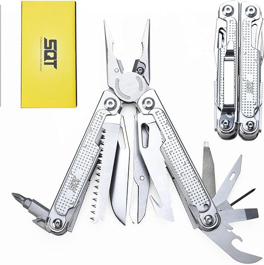 SQT2048 20-in-1 Multitool, Gifts for Men, Foldable & Self-Locking, Professional Multitool for DIY, Outdoor Camping, and Home Repairs...