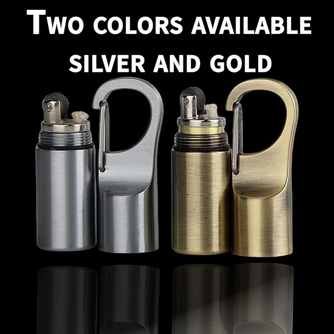 Cool Permanent Match Lighter Refill, Creative Mini Portable Hook-and-Loop Waterproof Vintage Trench Lighters, Unique Gifts for Men Camping Candles (No Kerosene) (Silver)