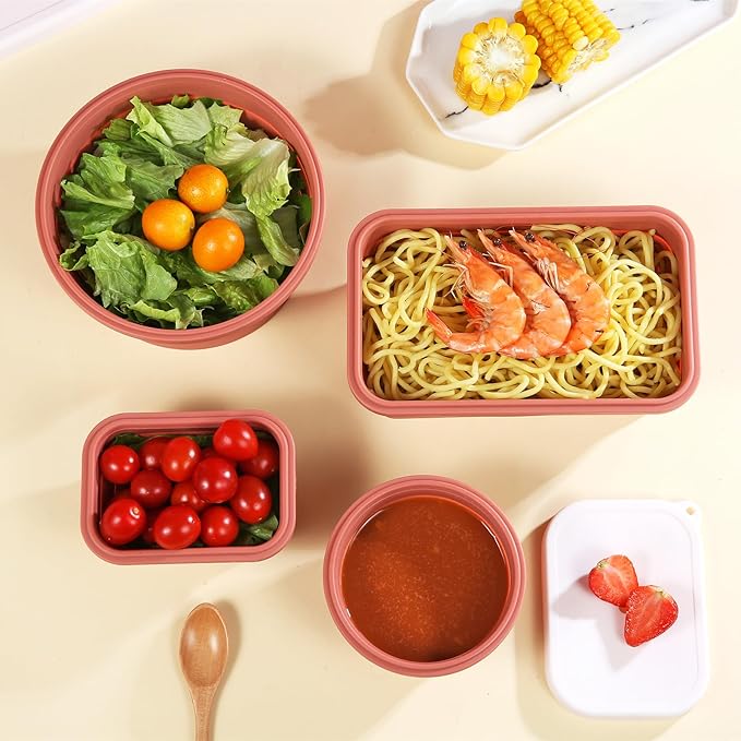 Collapsible Bowls for Camping(41oz,100% Food-grade Silicone Bowl with Lid Free BPA,Folding Mixing Bowls for Travel,RV storage,Leftovers,Swell Salad Bowl Kit