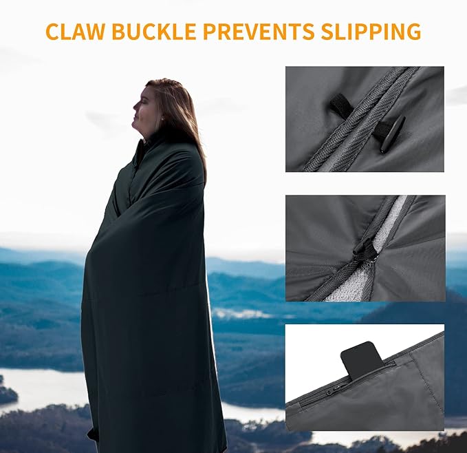 Waterproof Outdoor Blanket for Cold Weather by KingCamp, Lightweight Thick Fleece Warm Foldable Blankets, Machine Washable Windproof Throw for Picnic, Camping, Outdoors, Stadium, Beach, Festival, Dog