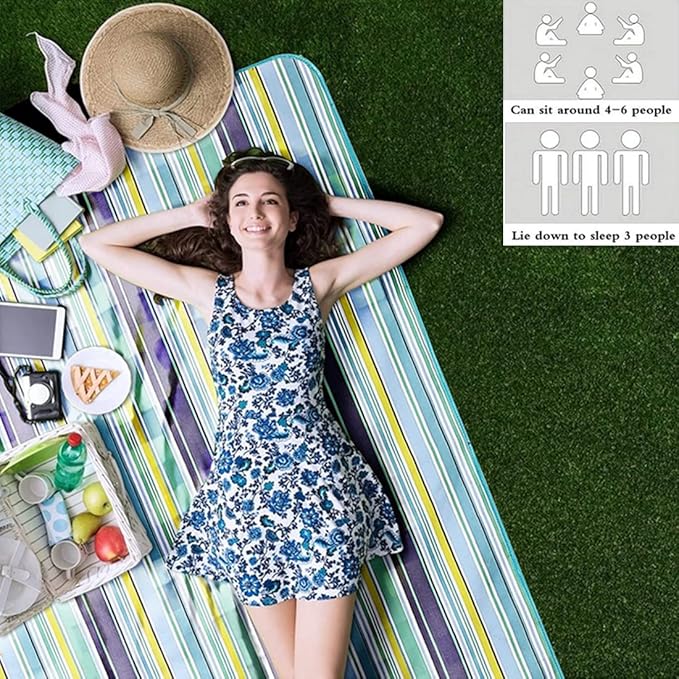 Picnic Beach Blanket, Picnic Mat 80x57in Waterproof Foldable, Family Mat, Portable Large Picnic Blankets for Travel, Hiking, Music Festival…