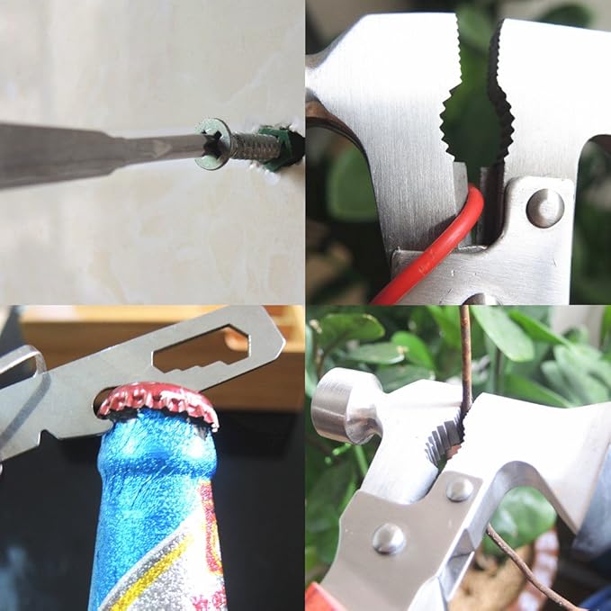 Portable Multipurpose Multitool Camping Hatchet Survival Hammer Wood Inlay Handle Metal Outdoor Gadgets Axe Gift for Men Women