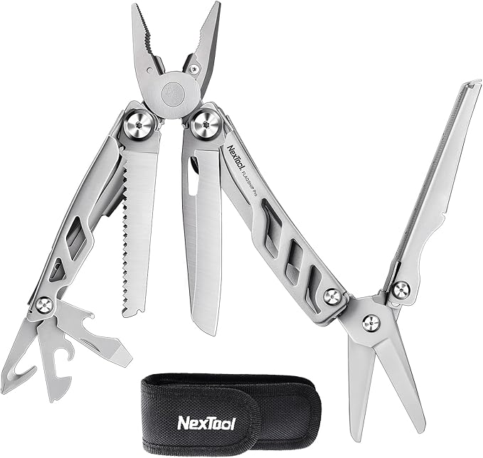 NexTool Flagship Pro Multitool, Foldable Utility Knife Multitool with Safety Locking, EDC Multitool with Pocket Knife, Full Size Scissors, Can Opener for Camping, Survival, Fishing, Cool Gifts for Men