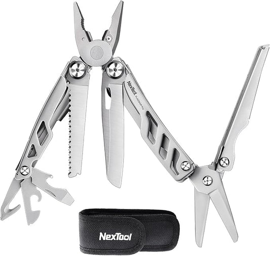NexTool Flagship Pro Multitool, Foldable Utility Knife Multitool with Safety Locking, EDC Multitool with Pocket Knife, Full Size Scissors, Can Opener for Camping, Survival, Fishing, Cool Gifts for Men