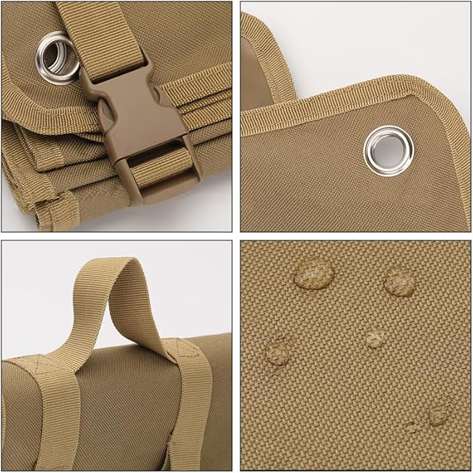 Wind Tour Outdoor Camping Tactical Training Shooting Mat Anti Slip Pad, Waterproof and Moisture-Proof Folding Mat Picnic Blanket Portable with Carry Strap (Khaki)