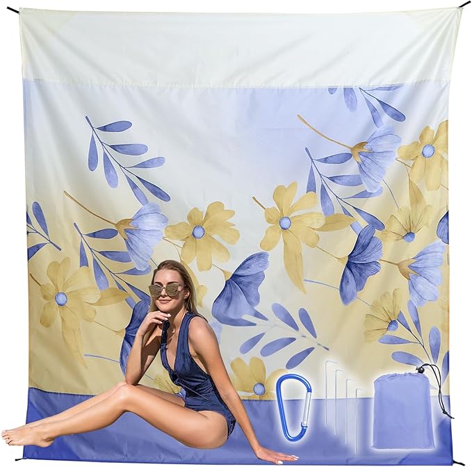 Beach Blanket Waterproof Sandproof, Picnic Blanket, Large Beach Mat 4-7 Adults, Lightweight Durable Beach Mat Sand Free Quick Drying for Beach Travel Camping Hiking Picnic 79"x79"