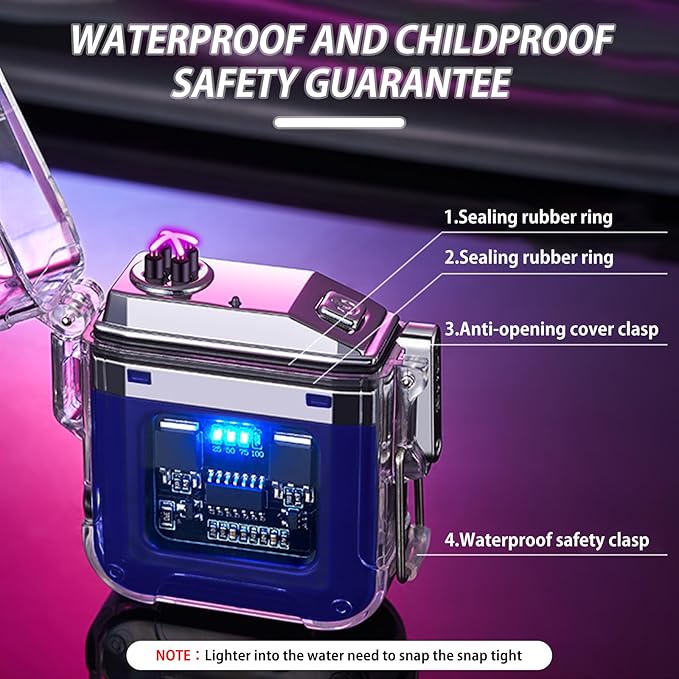 BABOBIU Electric Lighter Arc Lighter Flameless Windproof Waterproof Plasma Lighter with Dual Plasma Arc for Candles, Incense, Wick kindling (Blue)