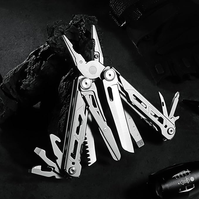 Multitool Pliers, 17-In-1 Heavy Duty Survival Multi-Tool with Sheath, Perfect Gadgets for EDC Survival Camping Hiking, Stocking Stuffers and Gifts for Men