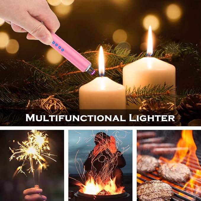 LcFun Electric Candle Lighter Rechargeable USB Lighters Flameless Plasma Arc Lighter Windproof Electronic Lighter Long Lighters for Candles, Grill, Camping, Gas Stoves