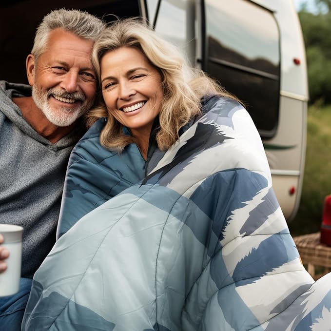 Outdoor Puffy Camping Blanket, Lightweight Windproof Warm Stadium Blanket, Packable Travel Camping Quilt for Cold Weather,Hiking, Backpacking,Sleeping, Hammock, Adventure 78"x 56"