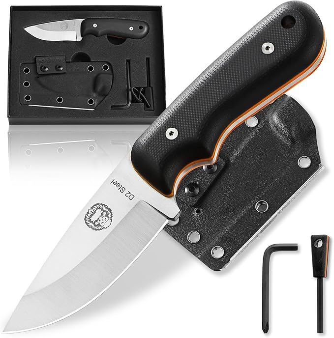 Holtzman's Gorilla Survival 'Redline' Fixed Blade Hunting Knife with Sheath and Ferro Rod