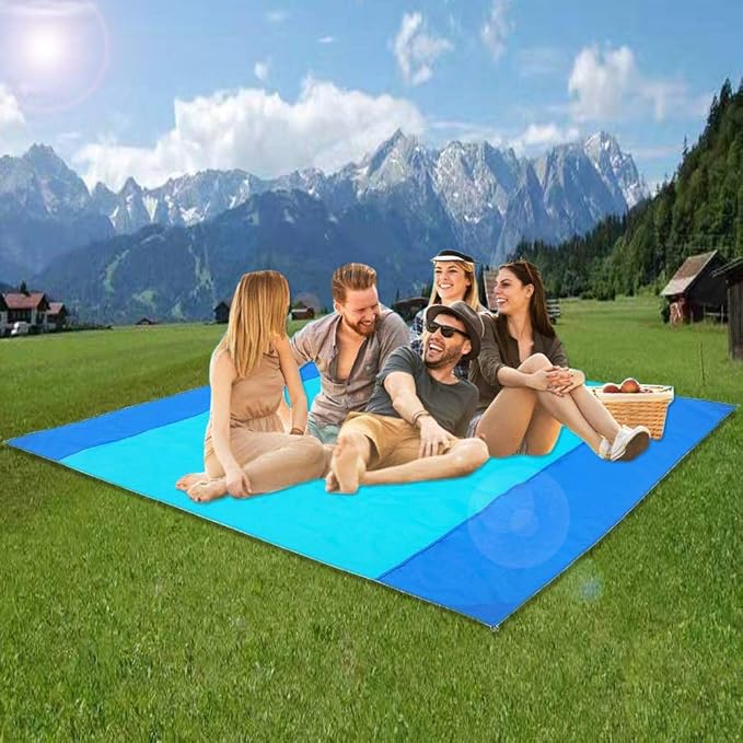 Sand Free Beach Blanket, Large/Oversized Outdoor Picnic Mat Waterproof Quick Drying Ripstop Nylon Compact Sandproof Beach Blanket for Camping Hiking Fishing Travel (XL,10'X9')