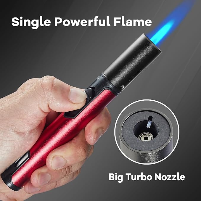 Luxgaze Long Torch Lighters, 2 Pack Butane Torch Lighter Refillable Gas Jet Flame Lighter Adjustable Windproof Pen Torch Lighter for Camping Candle Grill BBQ Outdoor Fireworks (Fuel Not Included)