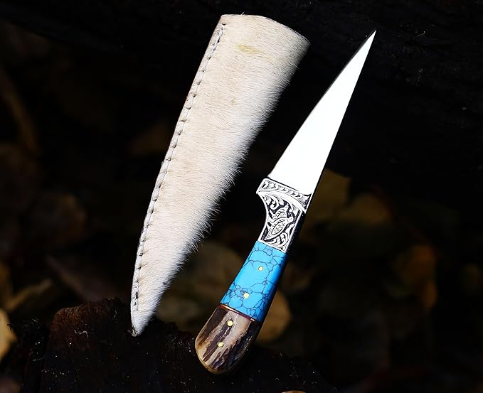 KNI-3140 Custom Handmade D2 Steel Knife with Leather Sheath 3D Engraved