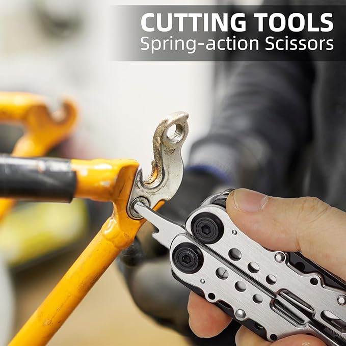 Multitool,13-in-1 Multitools Pliers with Nylon Sheath,Professional Stainless Steel Multi-Tool for Outdoor,Survival,Camping,Hiking,Simple Repair(13 in 1-Natural)