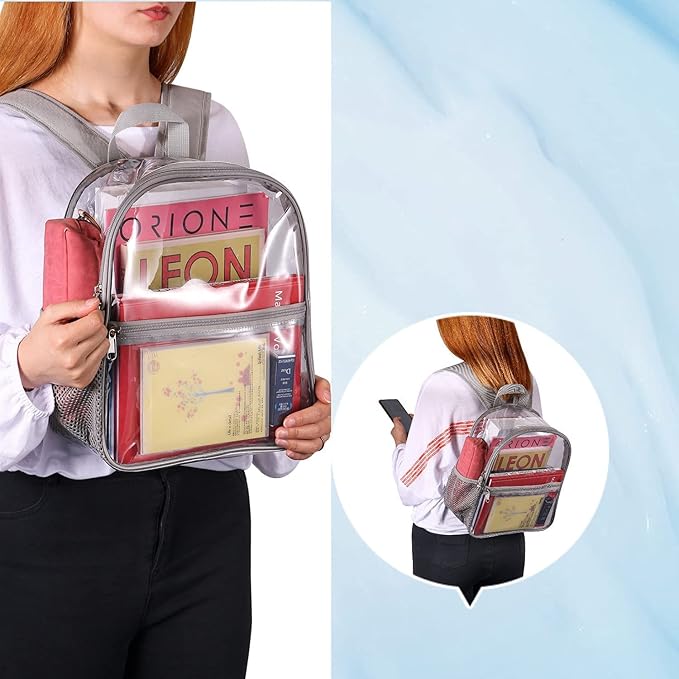 USPECLARE Clear Backpack for Stadium Approved 12×6×12, Water proof Clear Bag for Stadium Events and Concert Work Sport Event