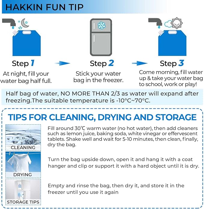 Hakkin Collapsible Water Container Bag 4 Pcs 10L/(2.6 Gallon), No-Leak Freezable Portable BPA Free Food Grade Plastic Storage Jug for Camping, Hiking, Travel, Emergency Survival Kit Bonus 2 Pcs Caps