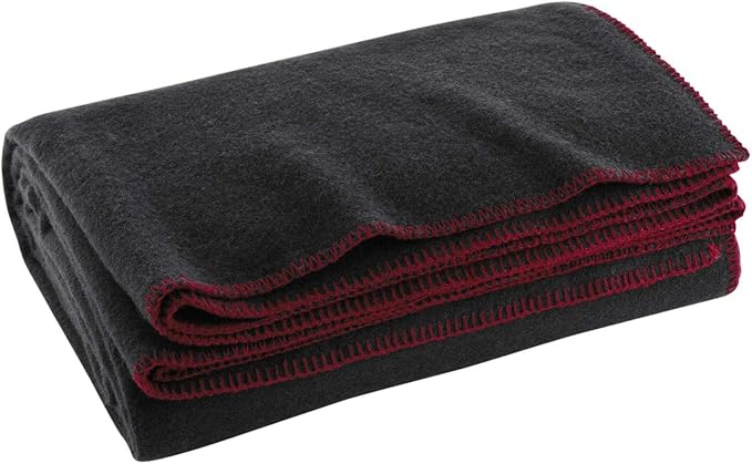 M MCGUIRE GEAR Heavy Duty Wool Military Camping, Survival, and First Aid Blanket, Mil-Spec Fire Retardant 64" x 90" (Black)