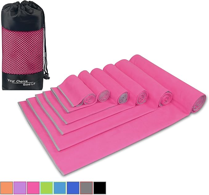Your Choice Microfiber Travel Towel, Fast Drying Towel for Camping, Travel, Beach, Gym, Backpacking, Sports and Swimming. Sweat Absorbent, Lightweight and Ultra Compact