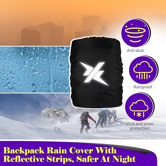 Waterproof Backpack Rain Cover with Reflective Strip for Mountaineering, Traveling, Cycling, Camping and Outdoor