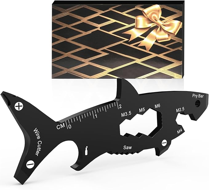 Funny Multitools Men Gifts Gadgets - Cool Shark-shaped 15 in 1 Small Tools for Men Dad Boyfriend Husband, Christmas Stocking Stuffer Gift Idea, Unique Gift for Birthday, Fathers Day, Valentines Day