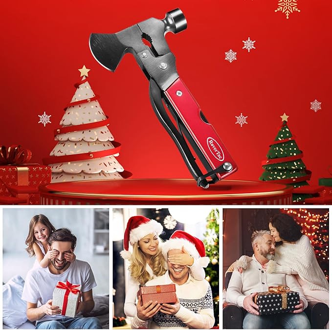 RoverTac Camping Essentials, Multi Tool Axe Hatchet Camping Gear, 14-in-1 Multitool Knife Hammer Pliers Saw Bottle Can Opener Screwdriver, Multitool for Camping Hiking Survival, Gifts for Men Him Dad