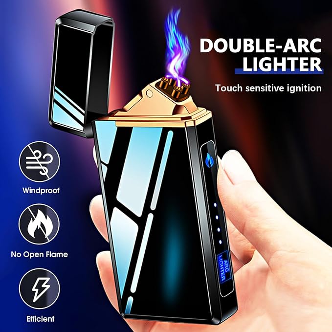 Electric Lighter, Rechargeable Lighter, Plasma Lighter, Waterproof USB Gifts for Men, Arc Flameless Lighters for Candle Incense, Outdoor Cooking Camping, Hiking Gear