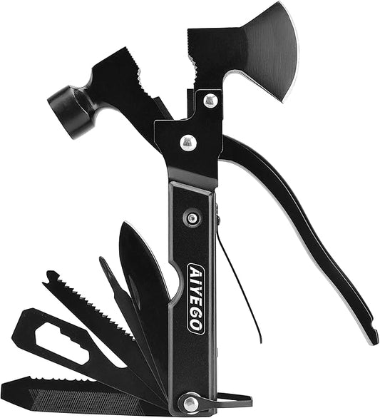 Multi-tool Axe Hammer, Upgraded 14 in 1 Portable Hatchet Tool with Sheath, Camping Survival Gear Kit Birthday Presents Christmas Stocking Stuffers for Dad Father Grandpa Husband Son Boyfriend Him