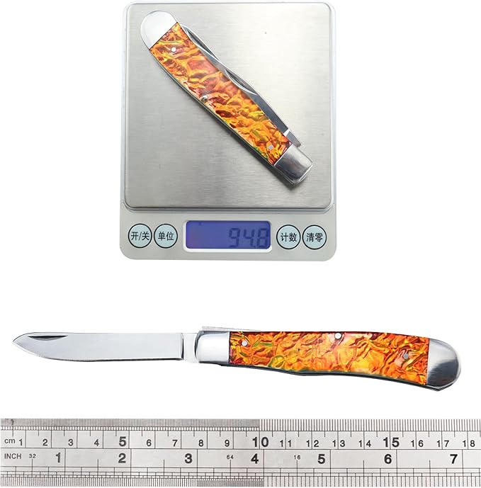 ALBATROSS Traditional Stainless steel Folding Pocket Knives with 2 Blades, FK060 (Orange)