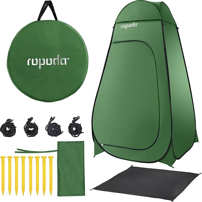 ROPODA Pop Up Tent 83inches x 48inches x 48inches, Upgrade Privacy Tent, Porta-Potty Tent Includes 1 Removable Bottom, 8 Stakes, 1 Removable Rain Cover, 1 Carrying Bag