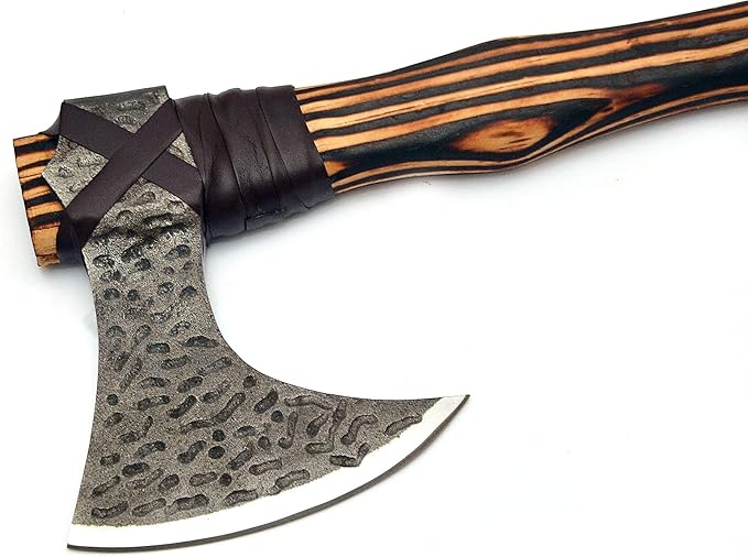 Handmade Viking Axe Real Carbon Steel Axe with Leather Sheath Camping Bearded Axes & Hatchets Hunting Axe Valentine's Day Gift, Camping & Hiking | Knives & Tools | Birthday Gift for him (VK-Ax-5)