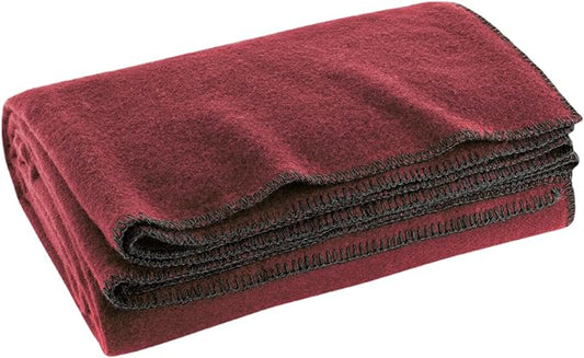 M MCGUIRE GEAR Wool Military Camping, Survival, and First Aid Blanket, 64" x 90" (Maroon)