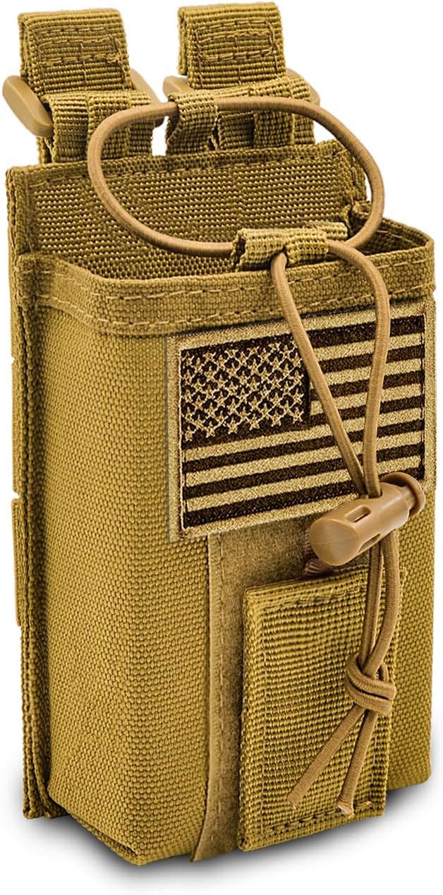 Molle Radio Pouch Holster Tactical Holder Duty Belt Accessories Military Heavy Bag for Two Ways Walkie Talkies Adjustable Storage with 1 Pack Patch