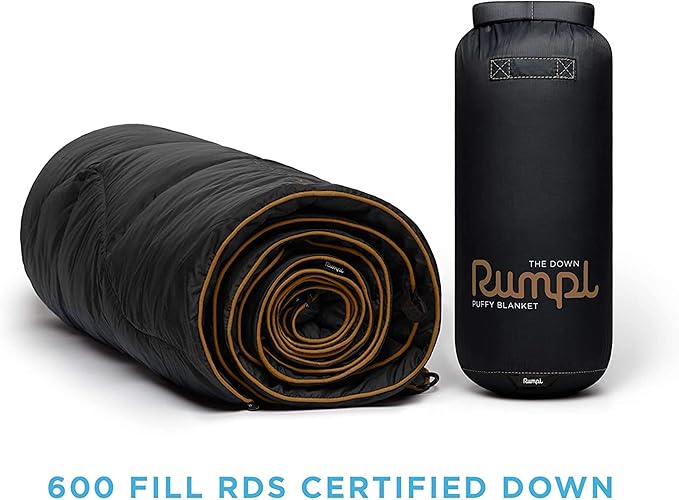 Rumpl The Down Blanket | Outdoor Down Camping Blanket for Traveling, Picnics, Beach Trips, Concerts | Black, 2-Person