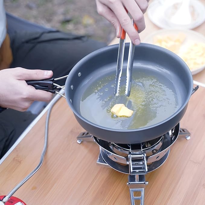 Bulin 24/13/11/8/4 PCS Camping Cookware Mess Kit Lightweight Backpacking Cooking Set Outdoor Cook Gear for Family Hiking, Picnic(Kettle, Pot, Frying Pan, Bowls, Plates, Spoon)