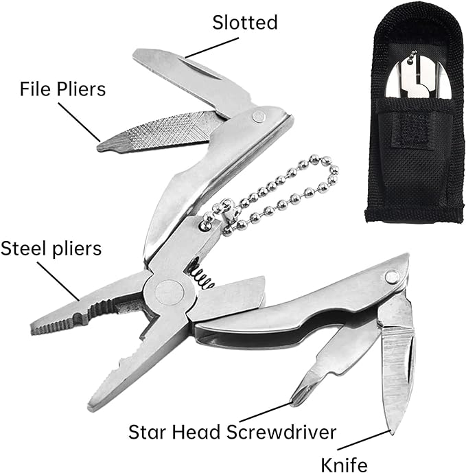 Polished 6-in-1 Mini Stainless Steel Multitool Pliers Professional Multi Tools Pocket Knife For Camping Outdoor