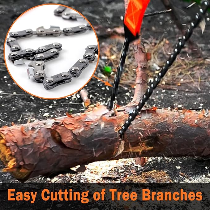 Pocket Chain Rope Saw Portable Hand Saw With Sharp Teeth Blades for Wood Cutting Outdoor Hiking Camping Survival Gear Garden Work With Carrying Pouch