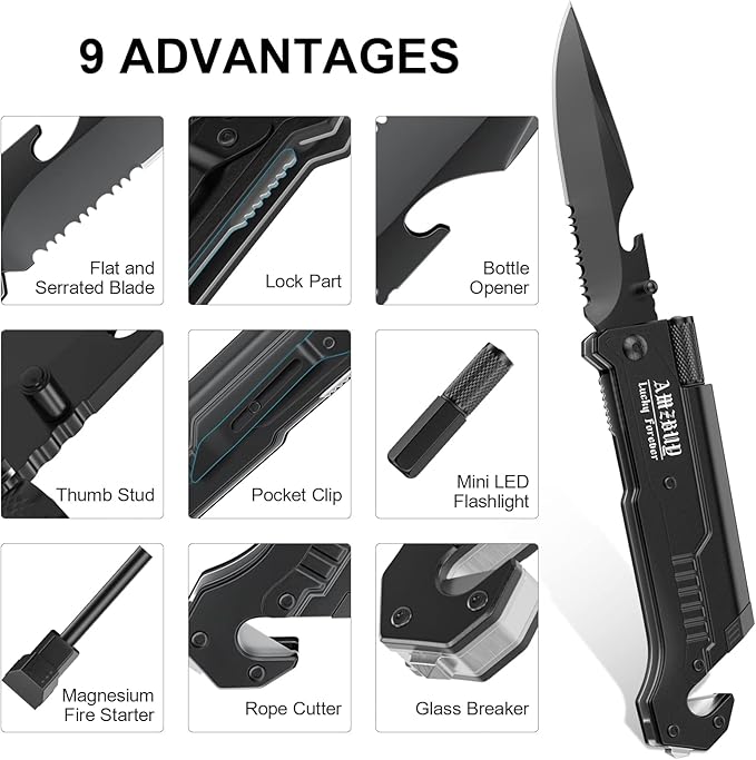 Stocking Stuffers for Men Dad Gifts: 2Pack Christmas for Adults Women Present Idea, 7-In-1 Multi Tool Camping Fishing Multitool Birthday Gadgets for Him Boyfriend Husband Who Have Everything