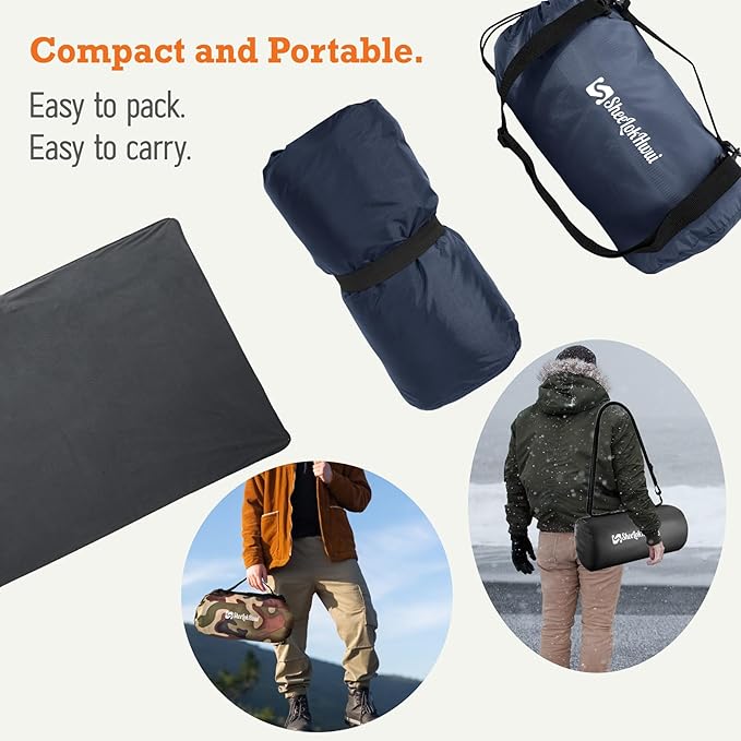 Updated Stadium Blanket for Cold Weather, 4-in-1 Waterproof Large Outdoor Blanket. Warm, Windproof, Portable, Great for Sports Events, Camping, Hiking, Picnic - 82x55in., Royal Blue