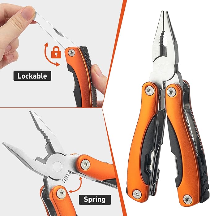 Dad Birthday Gift, Multi Tool, Multitool, Fathers Gifts, Pocket Knife, Multitool Pliers, Camping Knife with Holster and Nylon Sheath for Outdoor, Fishing, Hunting, Hiking by WIWUE GUO